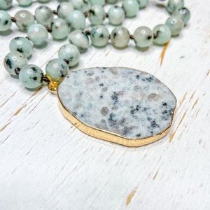 Dalmatian Speckled Jade Beaded Necklace